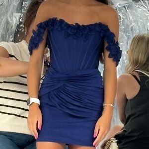 Amarra Off-Shoulder Navy Blue Dress